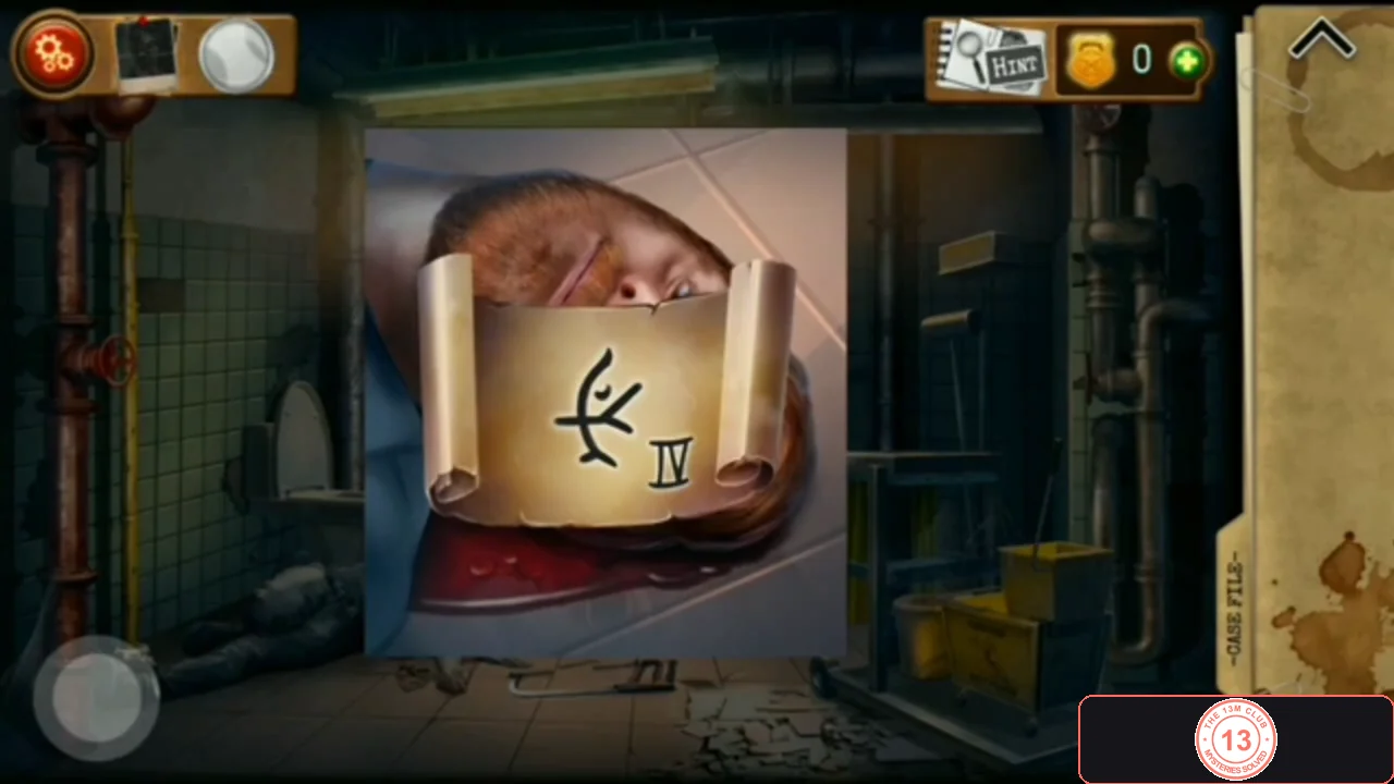 Small scroll from Hank's eye socket showing a symbol marked IV