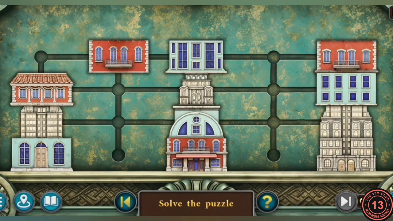 Building puzzle on the LETTERS mailbox: building floors scattered on a rail network