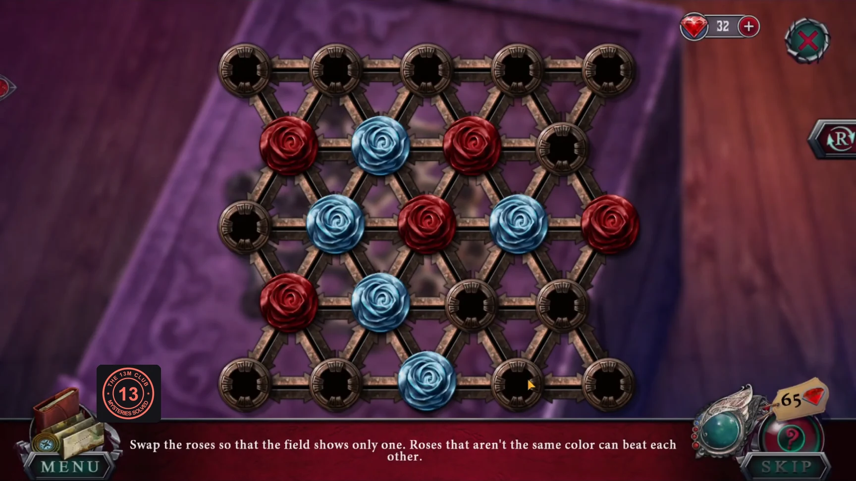 Safe board of holes holding red and blue roses