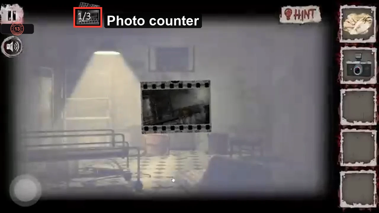 Photo being taken in the ward, with the counter at the top showing 1/3 outlined
