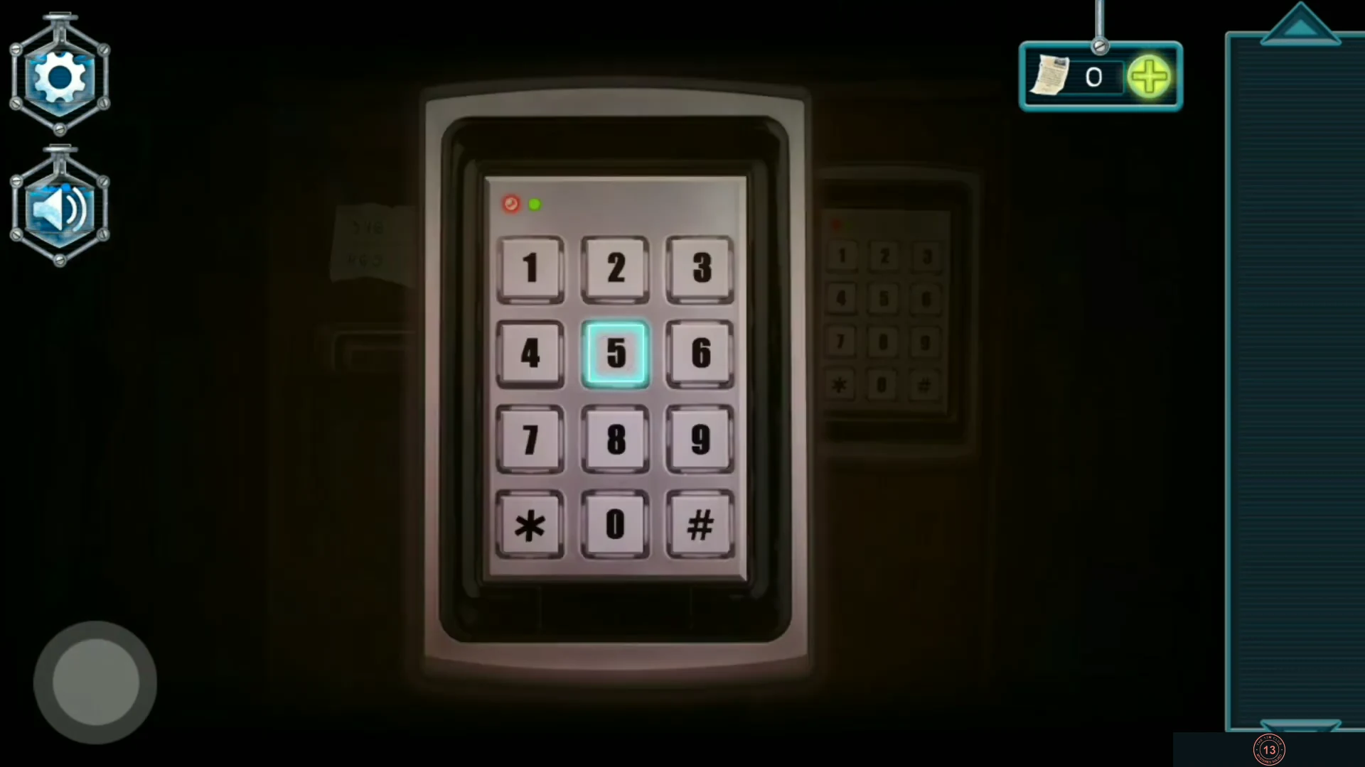 Keypad on the basement fridge, lit by the torch