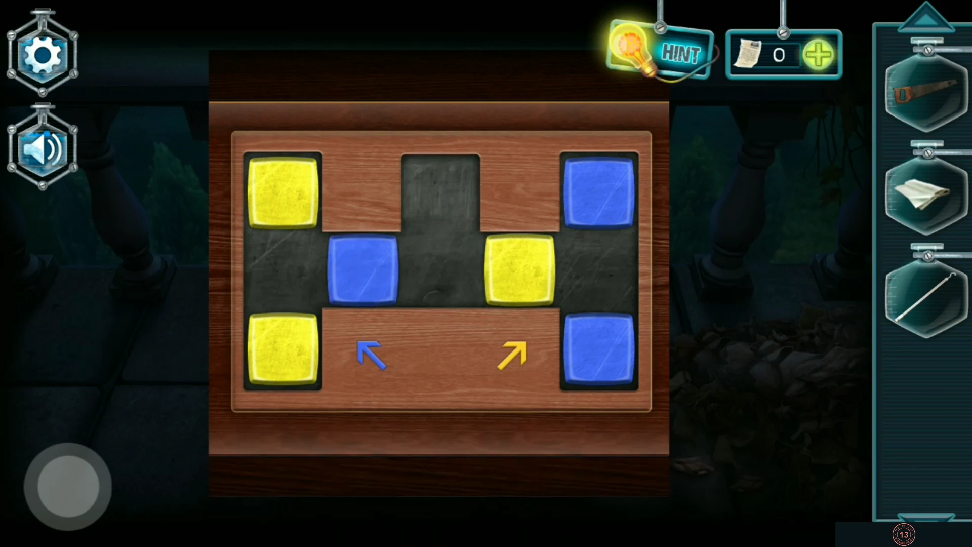 Balcony cabinet drawer with a fish-shaped recess and a panel of blue and yellow blocks
