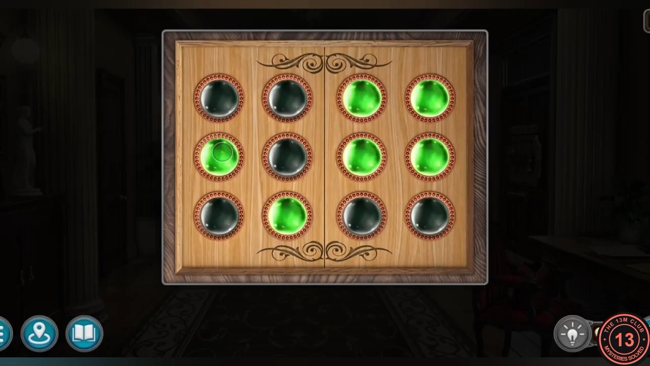 Armchair button panel with the correct buttons lit green