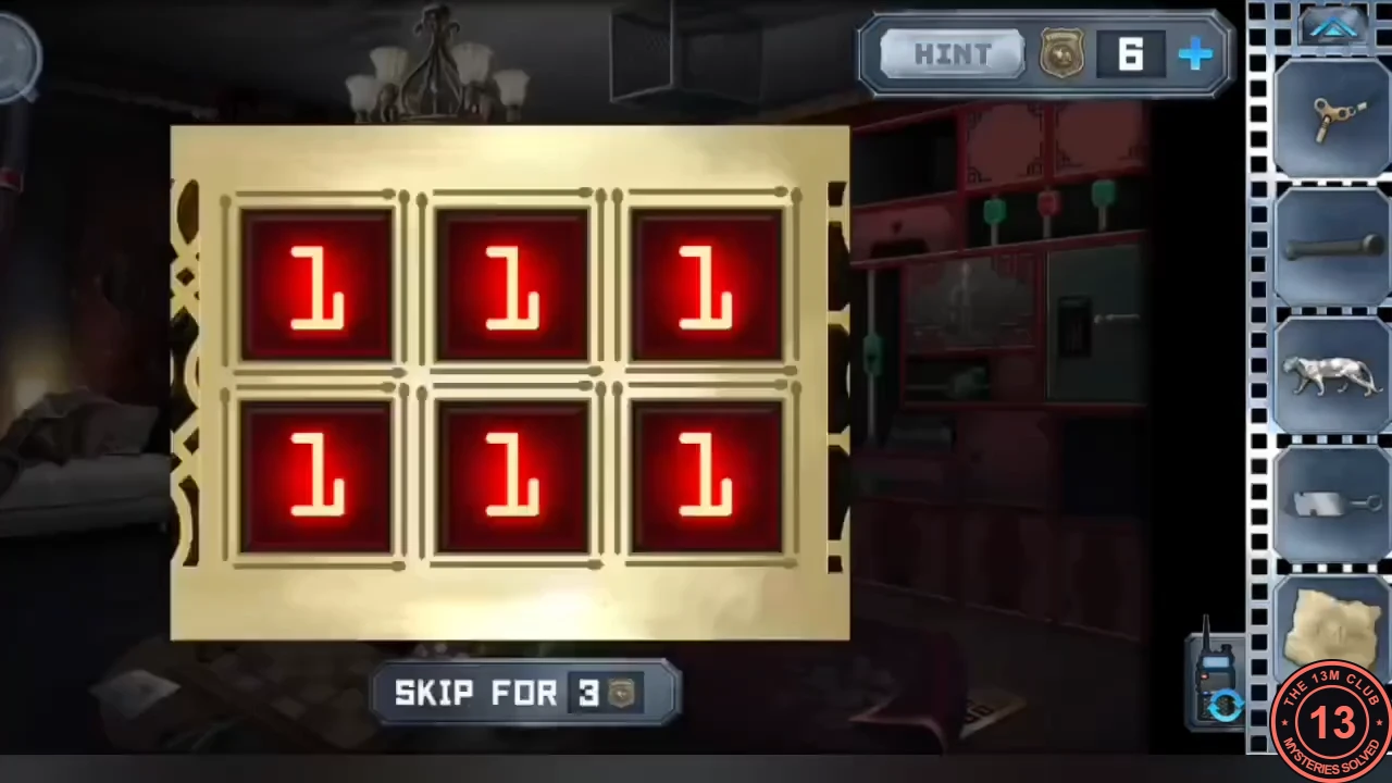 The six-digit floor safe under the living-room carpet showing 1 1 1 on both rows of red digit windows