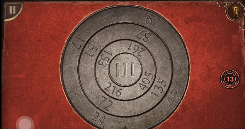 The red box dial solved, with 17-51-153, 29-87-261, 45-135-405 and 24-72-216 lined up along four spokes around III.