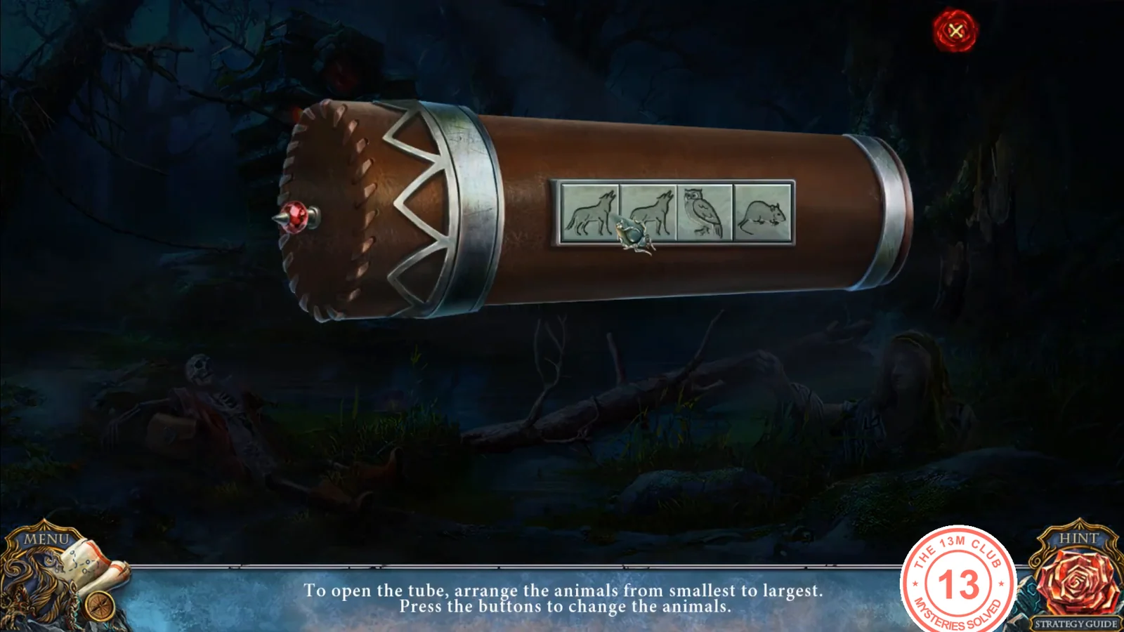 Leather tube with four animal buttons on its side