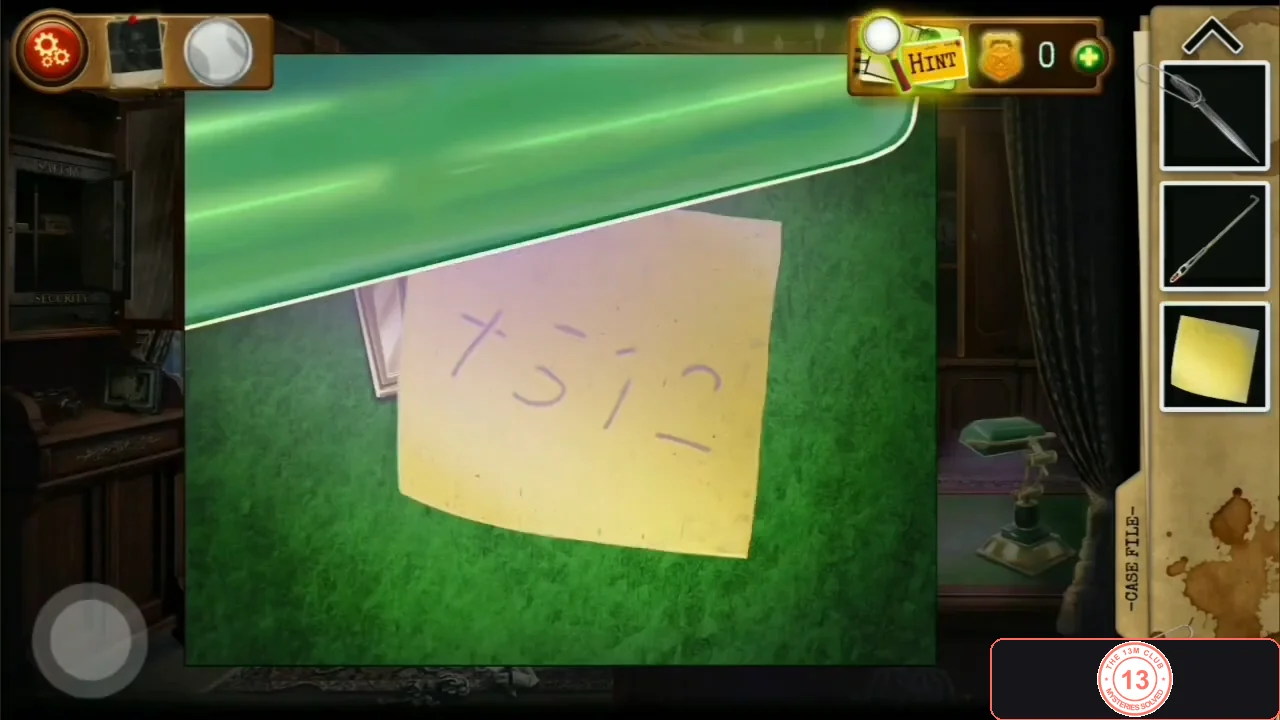 Yellow sticky note under the green desk lamp with the purple number 4512 showing