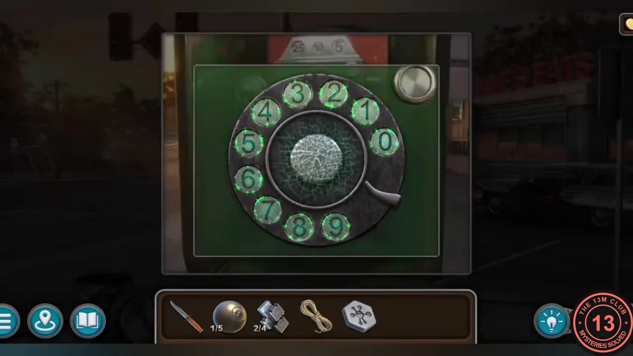 Close-up of the town payphone's rotary dial
