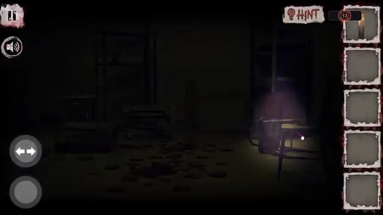 The pitch-dark basement lit only by a faint glow