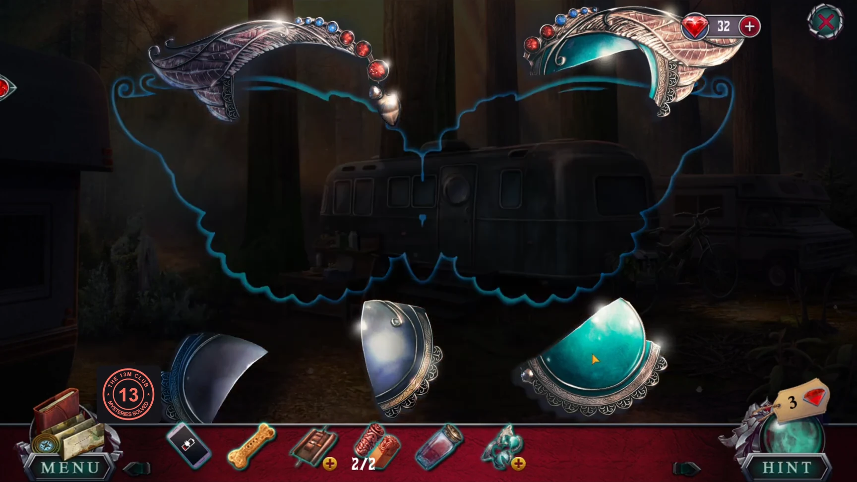 Outline of the Artifact glasses with the loose lens and frame pieces below it