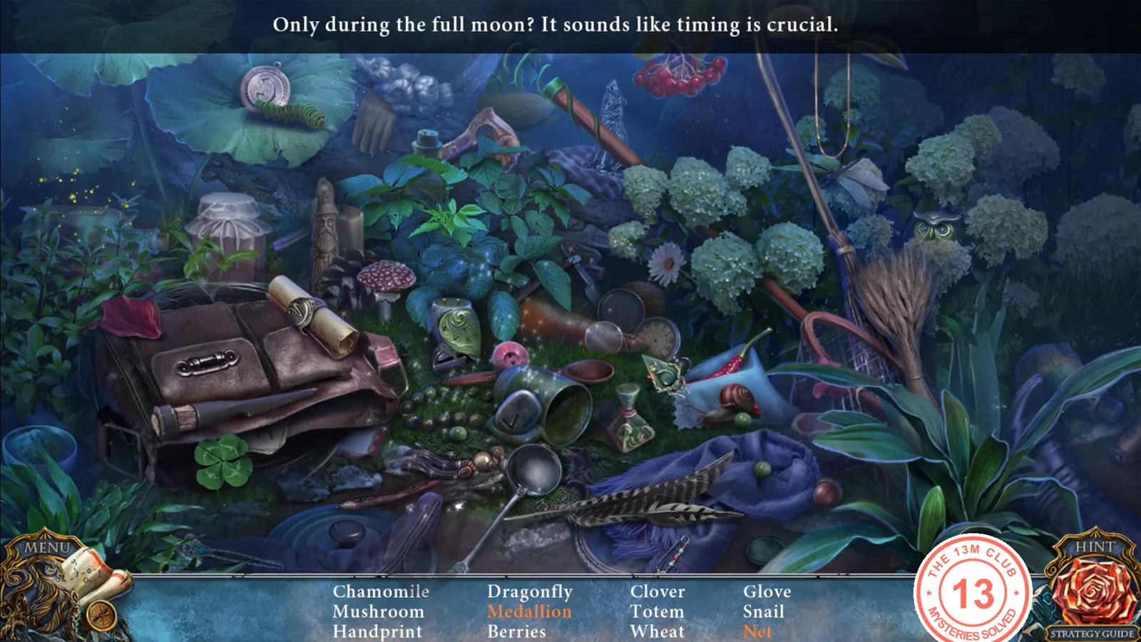 Hidden-object scene in Granny's yard with the item list at the bottom