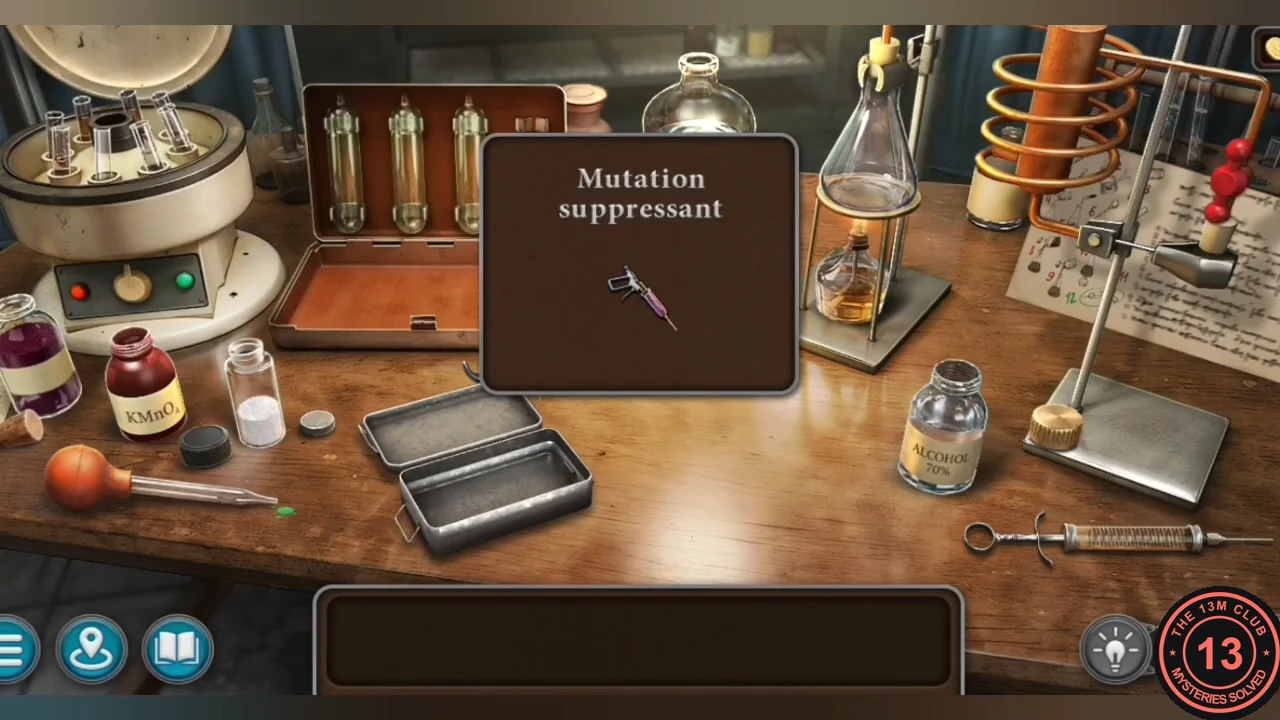 Synthesis table with a popup showing the finished mutation suppressant