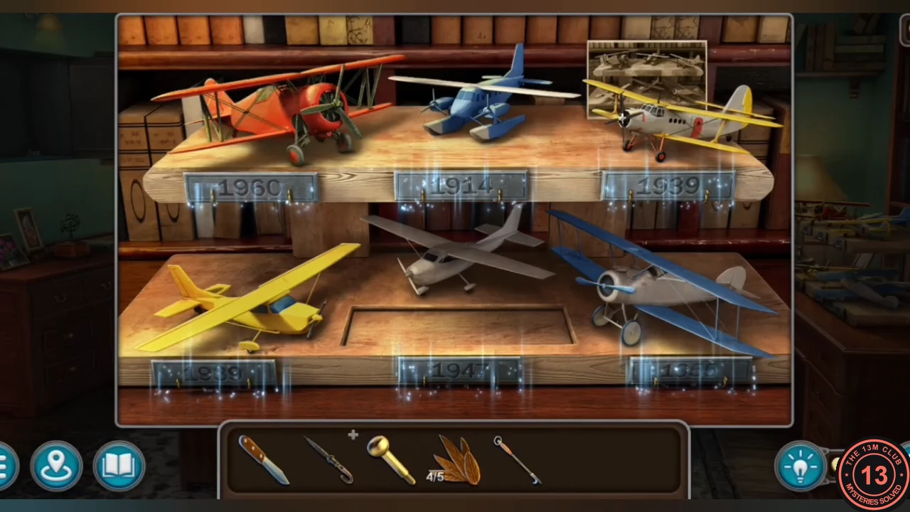 Airplane shelf with all date plates in the photo order