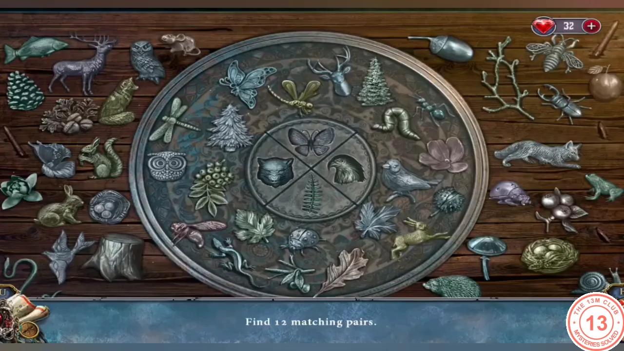 Chest disc with engraved animals and plants around four center symbols