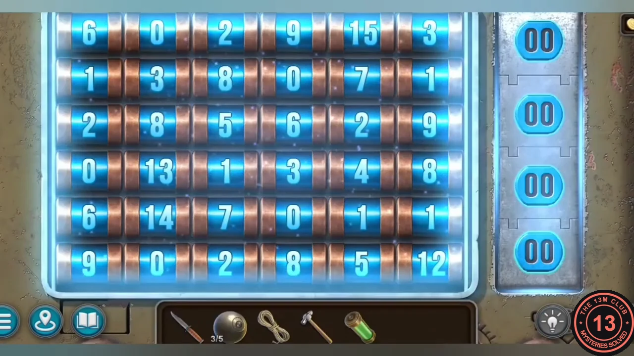 Solved number grid with all four target counters at 00
