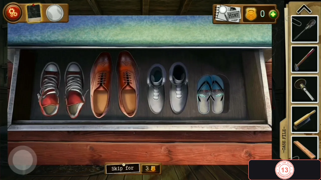 Open bench drawer with four pairs of shoes side by side: red high-tops, brown brogues, grey sneakers and flip-flops