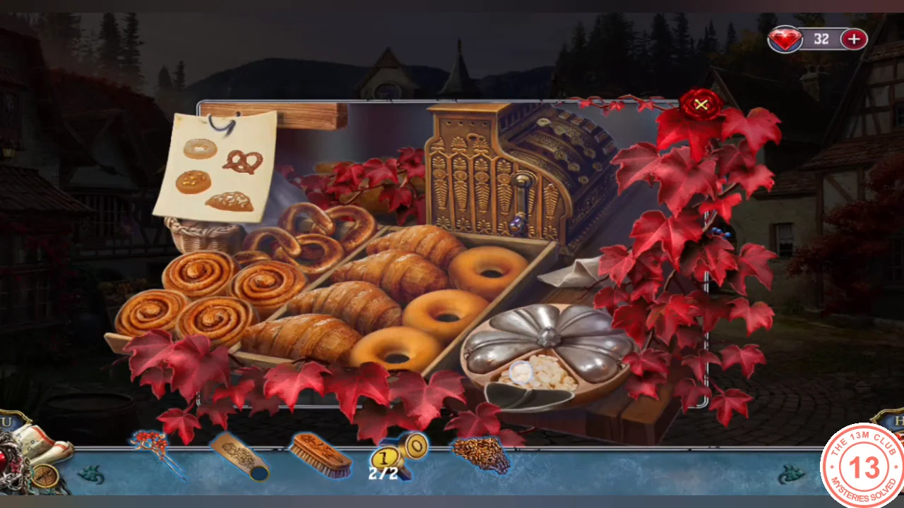 Bread stall with croissants, cinnamon rolls, donuts and pretzels, a picture card of toppings and a dish with lids